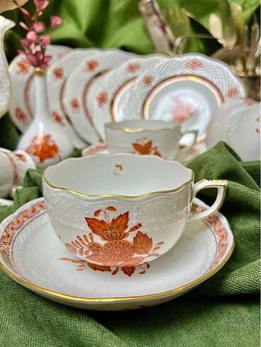 Herend Apponyi turuncu çay fincanı