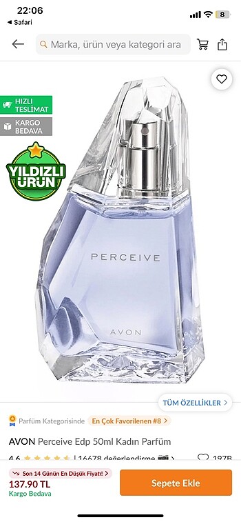 Avon perceive kadın parfüm