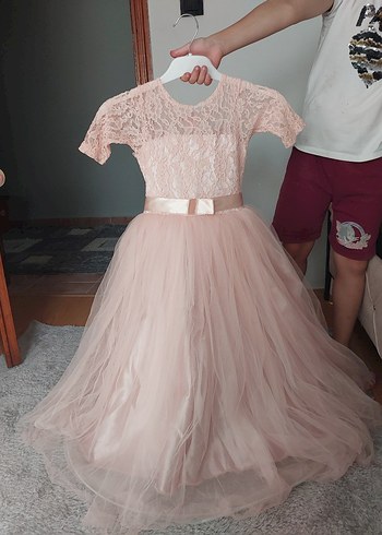 Diğer Kız Çocuk Pembe Dantel Detaylı Elbise