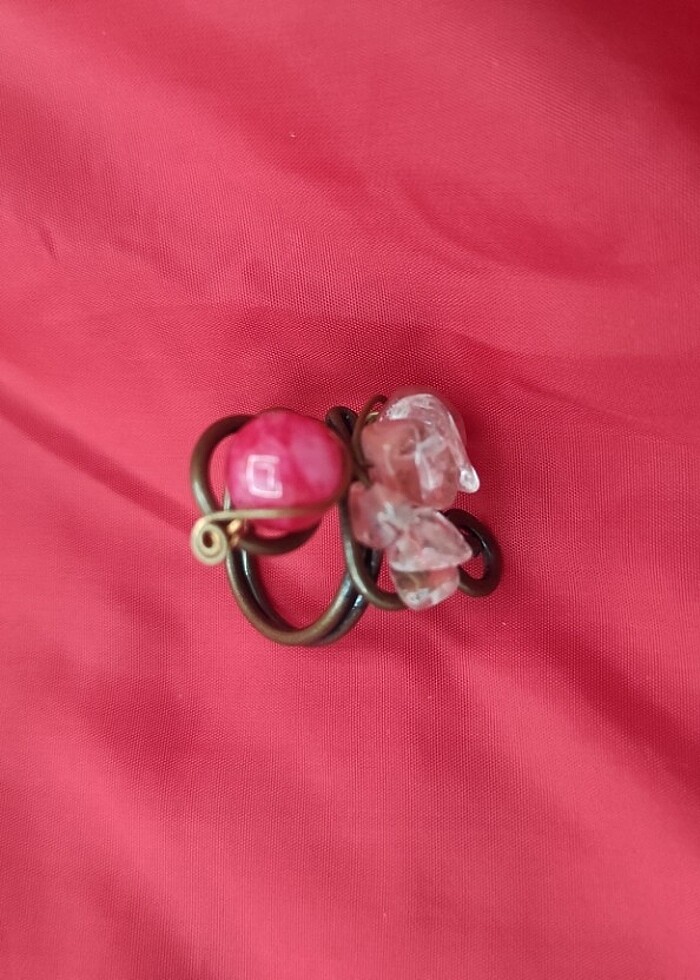 Pembe kuvars akik yüzük - Görsel 2