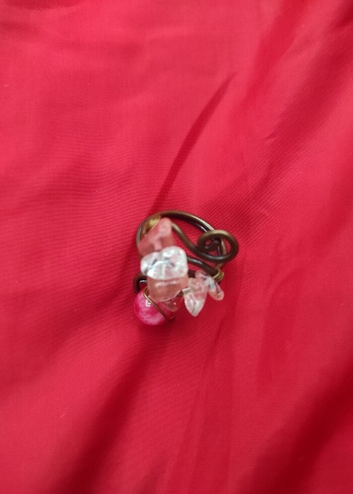 Pembe kuvars akik yüzük - Görsel 3