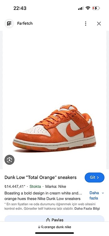 NİKE DUNK ORANGE