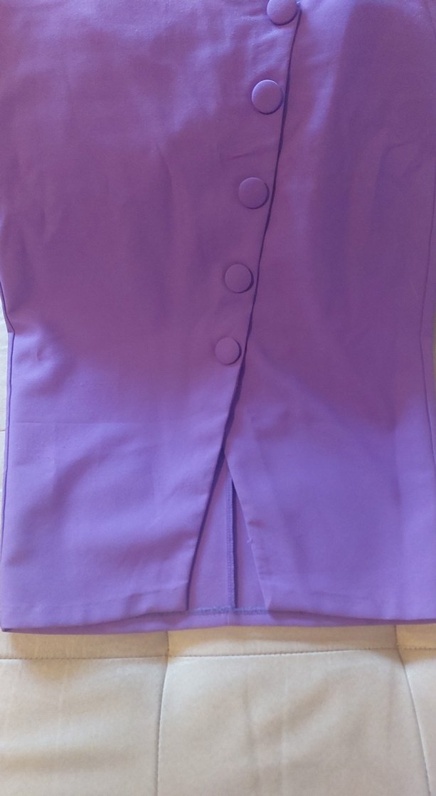 Düğmeli Mor Midi Hamile Eteği - Görsel 2