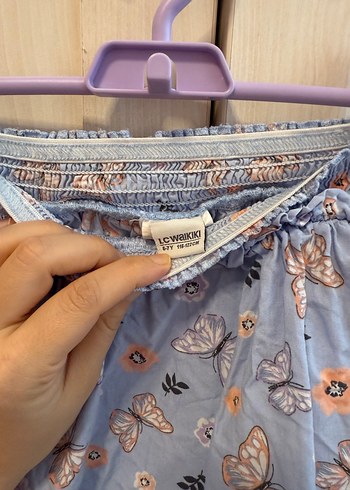 Kelebek Desenli Mavi Kız Çocuk Etek - Görsel 3