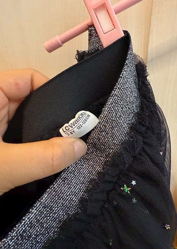 Hiç kullanılmadı Kız Çocuk Simli Siyah Tül Etek - Görsel 2