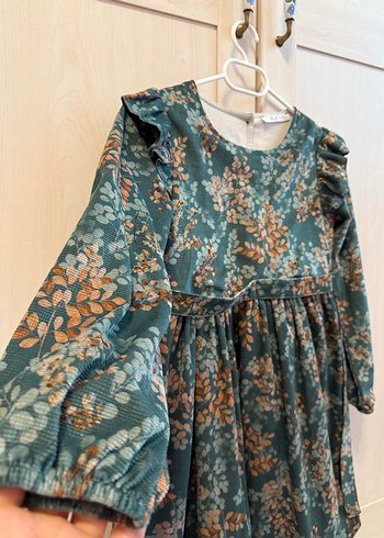 N&K kalitesi Yeşil Bohem Fırfırlı Kız Çocuk Elbisesi - Görsel 2