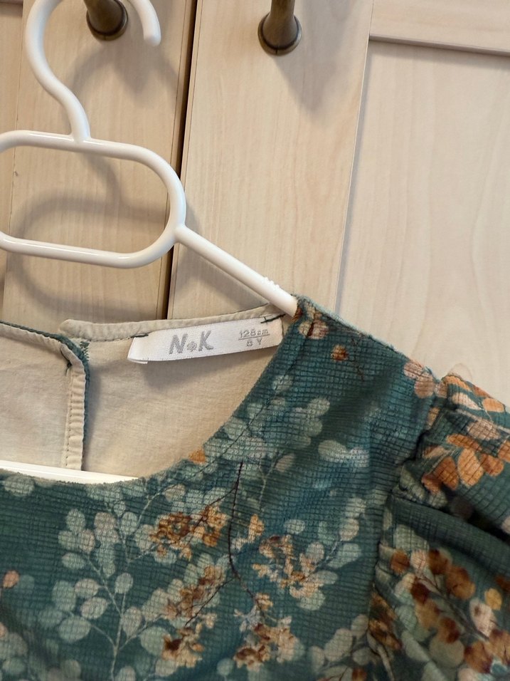 N&K kalitesi Yeşil Bohem Fırfırlı Kız Çocuk Elbisesi - Görsel 3