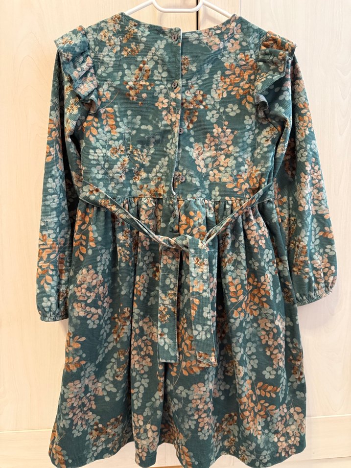 N&K kalitesi Yeşil Bohem Fırfırlı Kız Çocuk Elbisesi - Görsel 4