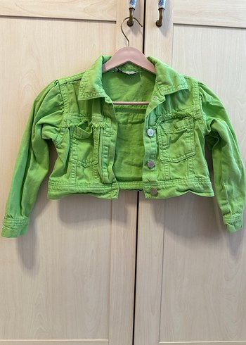 N&K Kids kalitesi  Yeşil Kız Çocuk Düğmeli Ceket - Görsel 2