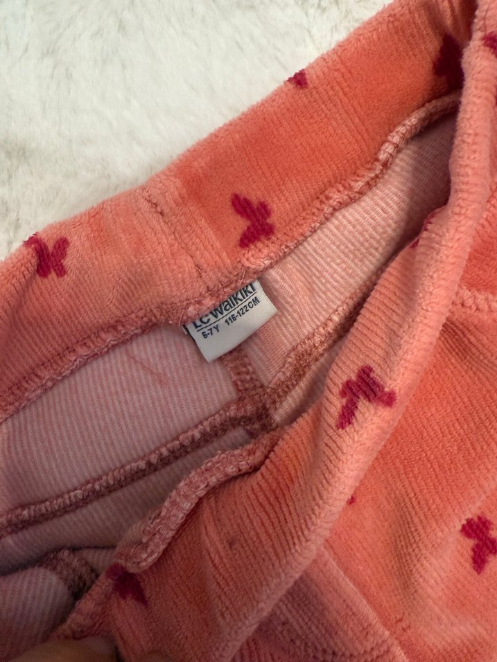 Kız Çocuk Nar Çiçeği Kışlık Kadife Tayt - Görsel 2