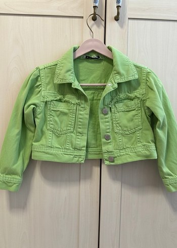 N&K Kids kalitesi Yeşil Düğmeli Kız Çocuk Keten Ceket - Görsel 3