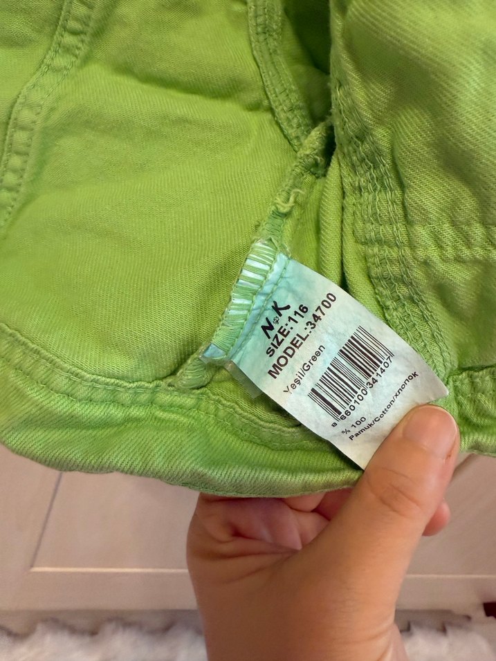 N&K Kids kalitesi Yeşil Düğmeli Kız Çocuk Keten Ceket - Görsel 2