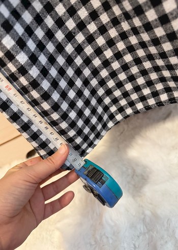 Kalın Siyah Beyaz Kareli Uzun Kollu Kız Elbise - Görsel 7