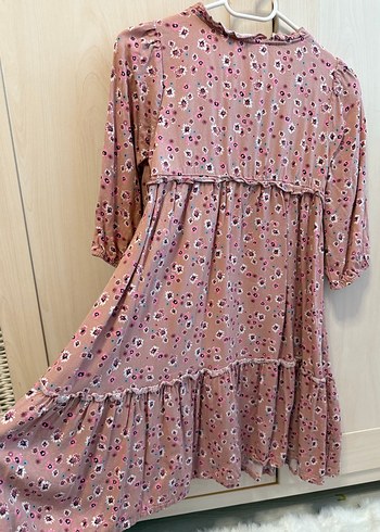 Pembe Bohem Çiçekli Uzun Kollu Elbise - Görsel 4