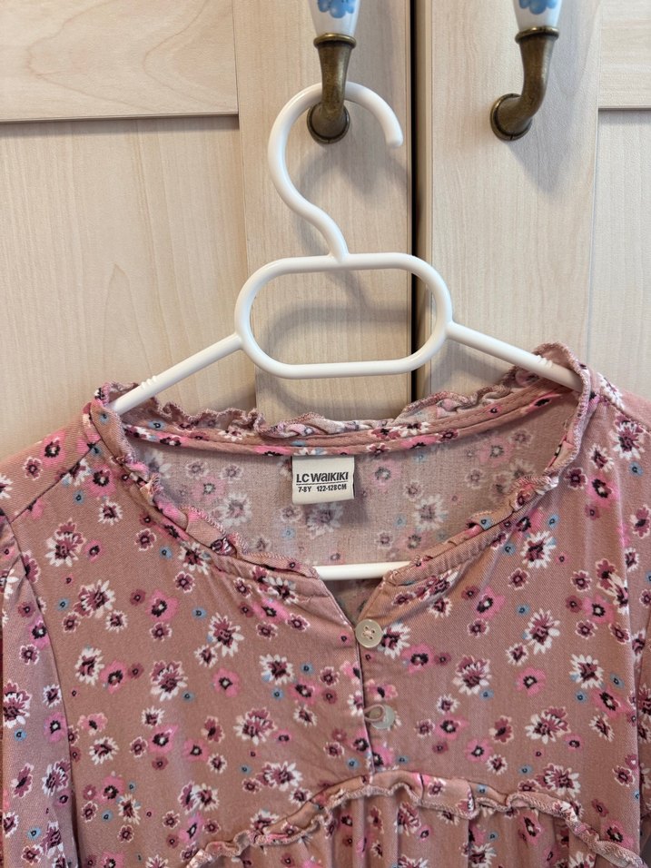 Pembe Bohem Çiçekli Uzun Kollu Elbise - Görsel 3