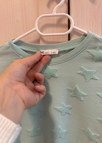 Nakışlı su yeşili  Kız Sweatshirt - Görsel 3