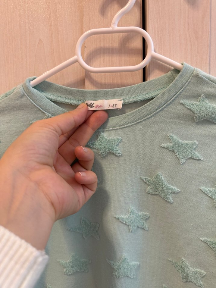 Nakışlı su yeşili  Kız Sweatshirt - Görsel 3