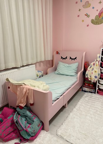 Pastel Pembe İkea Busunge Uzuyabilen  Çocuk yatağı Karyolası - Görsel 2