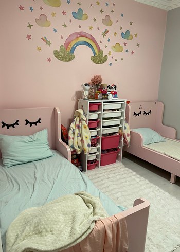 Pastel Pembe İkea Busunge Uzuyabilen  Çocuk yatağı Karyolası - Görsel 6