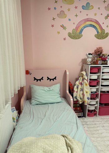 Pastel Pembe İkea Busunge Uzuyabilen  Çocuk yatağı Karyolası - Görsel 5