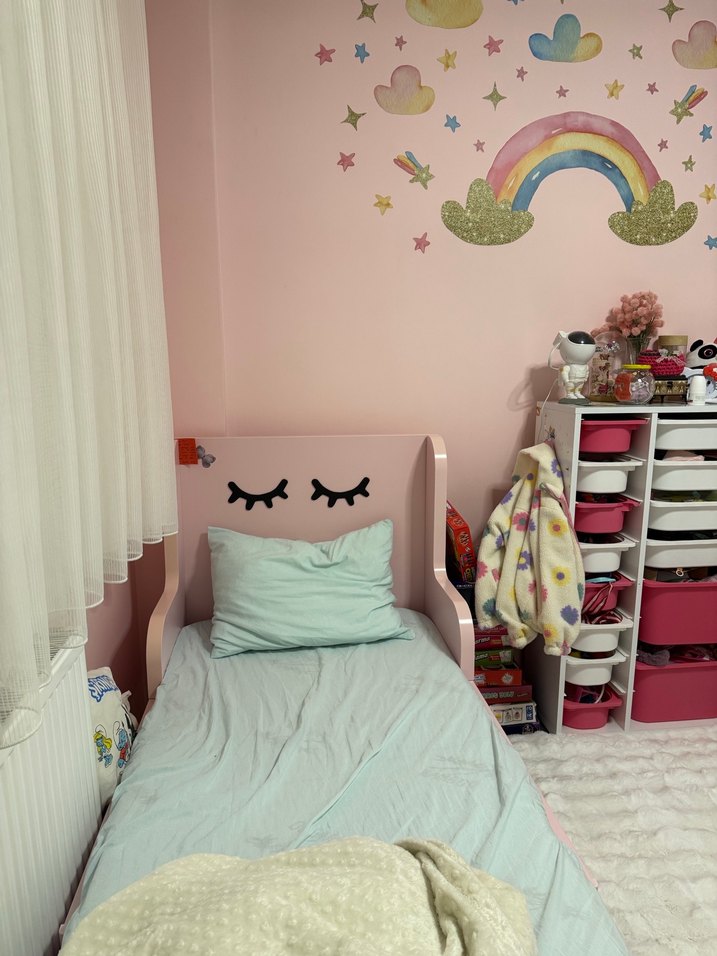Pastel Pembe İkea Busunge Uzuyabilen  Çocuk yatağı Karyolası - Görsel 5