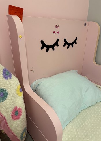 Pastel Pembe İkea  Busunge Uzuyabilen  Çocuk yatağı Karyolası - Görsel 5