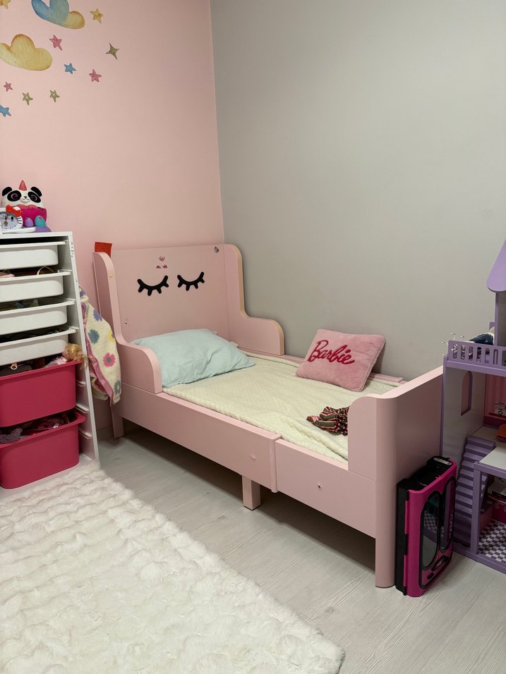 Pastel Pembe İkea  Busunge Uzuyabilen  Çocuk yatağı Karyolası - Görsel 2