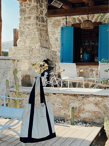 Sunset soul atelier plaj çantası siyah-krem
