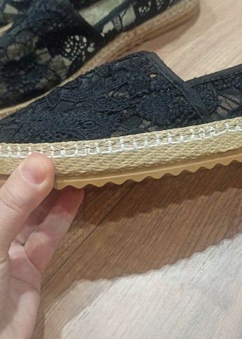 Siyah Dantel Detaylı Dolgu Topuklu Kadın Espadril - Görsel 4