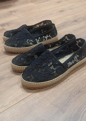 Siyah Dantel Detaylı Dolgu Topuklu Kadın Espadril - Görsel 6