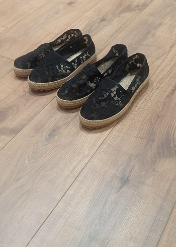 Siyah Dantel Detaylı Dolgu Topuklu Kadın Espadril - Görsel 5