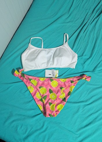 Pembe Desenli İpli Kadın Bikini
