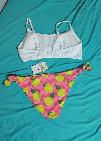 xl Beden Pembe Desenli İpli Kadın Bikini
