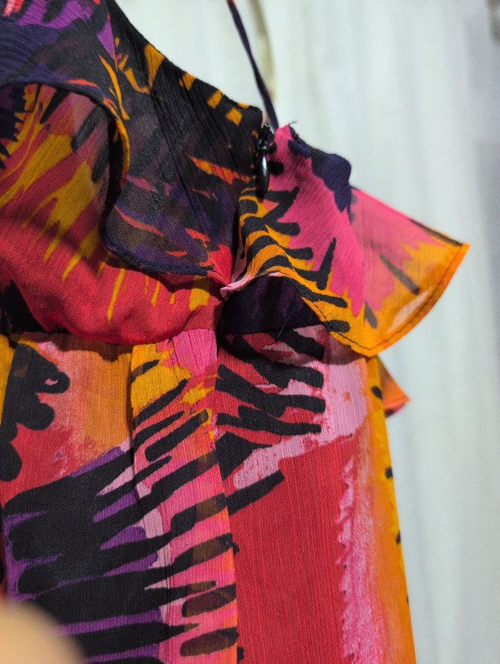 Çok Renkli Bohem Fırfırlı Mini Bluz - Görsel 4