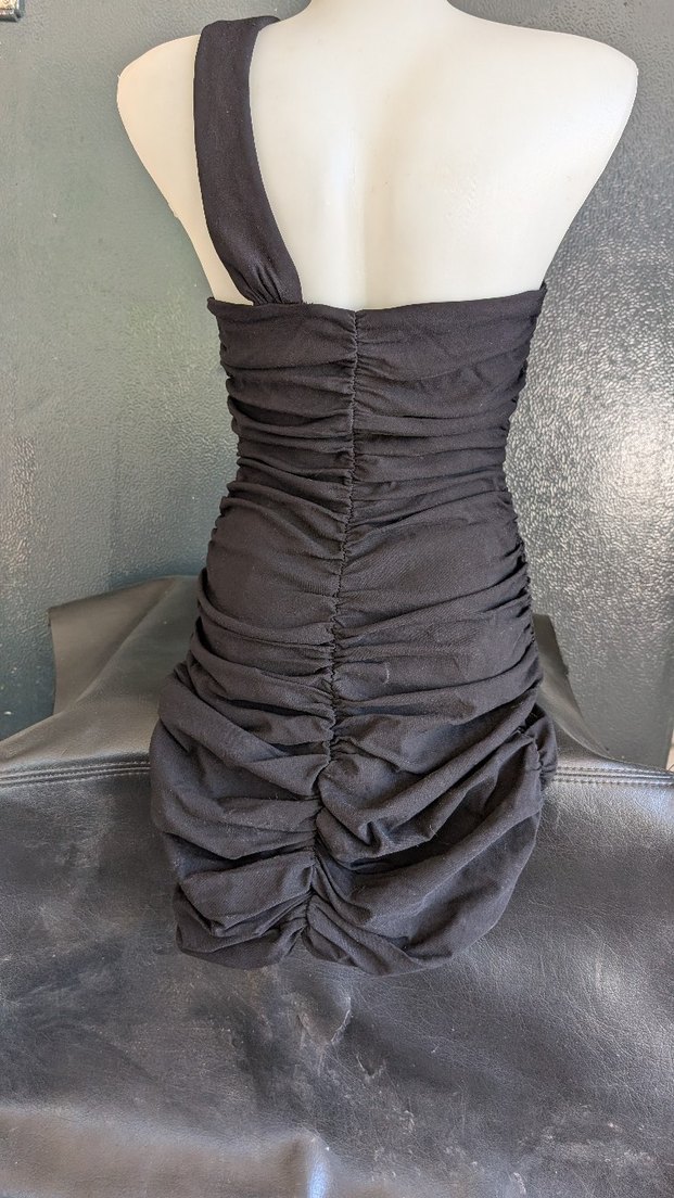 Straplez Drapeli Siyah Uzun Abiye Elbise - Görsel 2