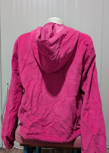 Pembe Kapüşonlu Fermuarlı Kadın Ceket - Görsel 4