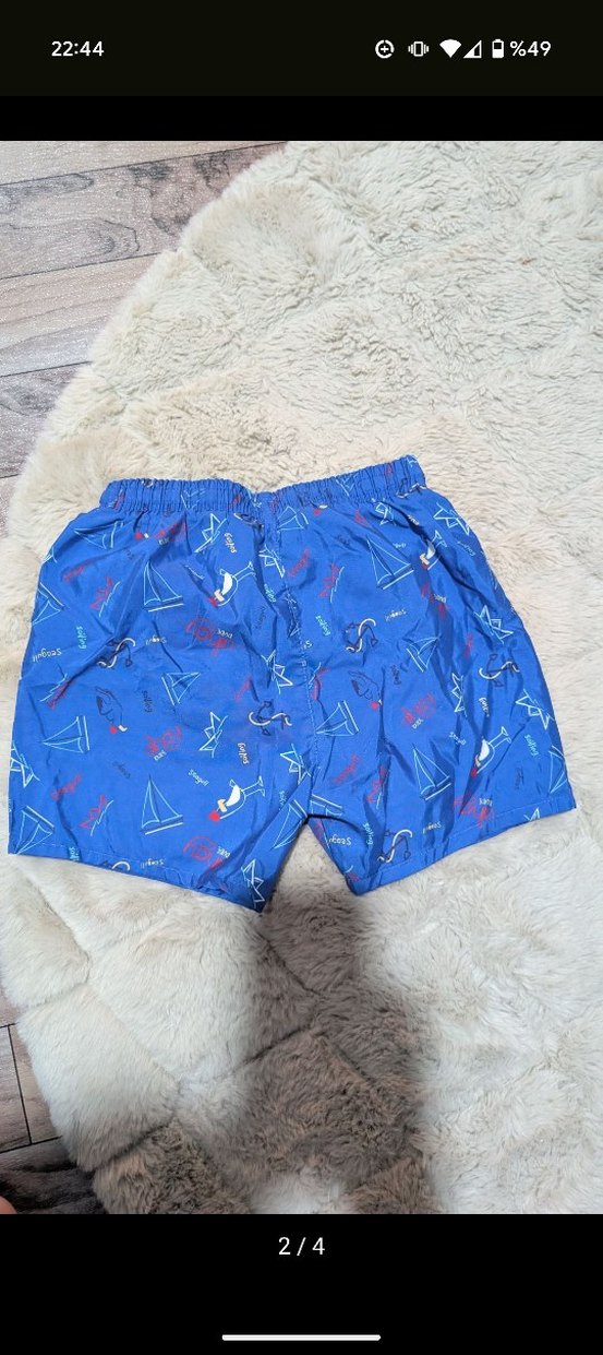 Erkek Çocuk Mavi Desenli Deniz Şortu - Görsel 2