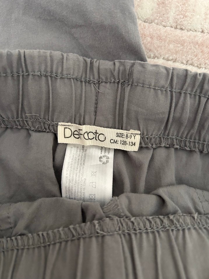 Gri Rahat Kesim Keten çocuk Pantolon - Görsel 2