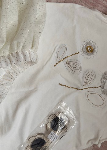 Kız Çocuk Beyaz Nakışlı Dantel Elbise - Görsel 4