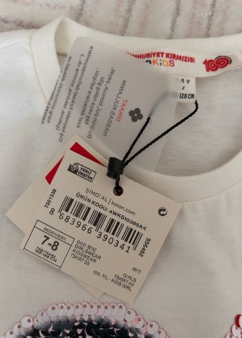 Kız Çocuk Beyaz Baskılı Tişört - Görsel 2