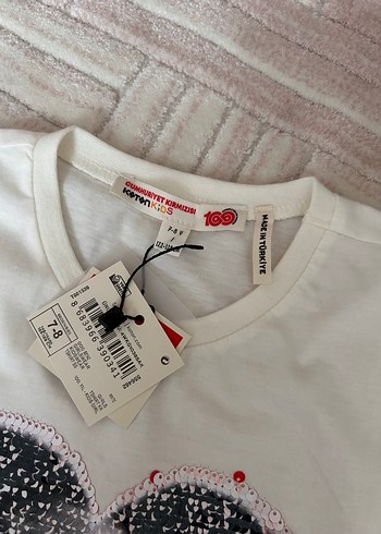 Kız Çocuk Beyaz Baskılı Tişört - Görsel 3