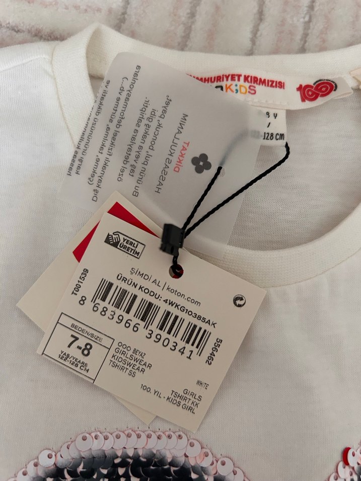 Kız Çocuk Beyaz Baskılı Tişört - Görsel 2