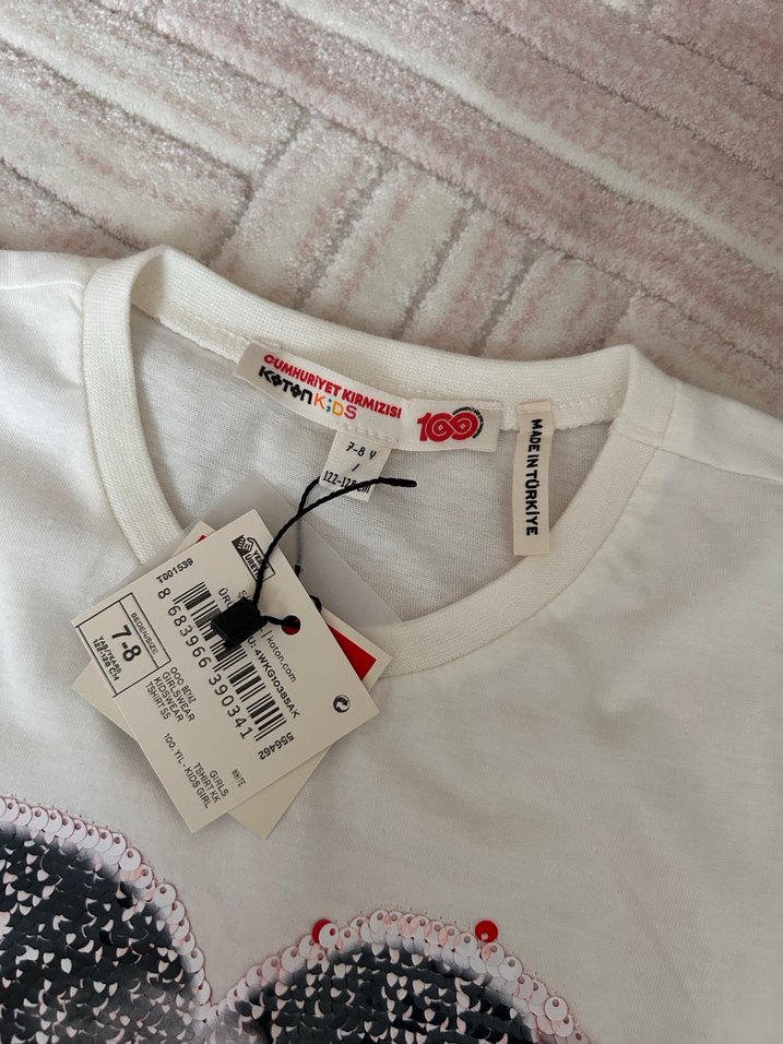 Kız Çocuk Beyaz Baskılı Tişört - Görsel 3