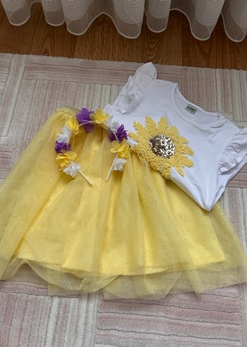 Sarı Renkli Kız Çocuk Elbise - Görsel 2