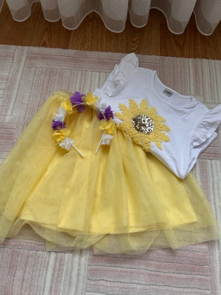 Sarı Renkli Kız Çocuk Elbise - Görsel 2