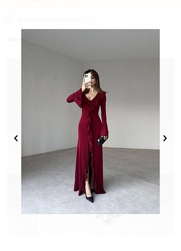 Bordo romantik elbise