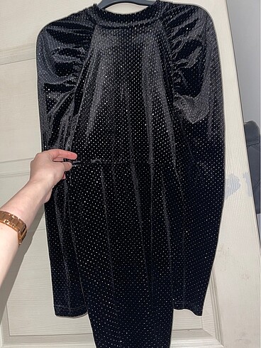 Bershka Siyah simli elbise
