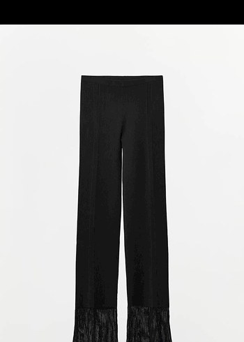 Kadın Siyah Pilili Dar Kesim Uzun Kumaş Pantolon - Görsel 2