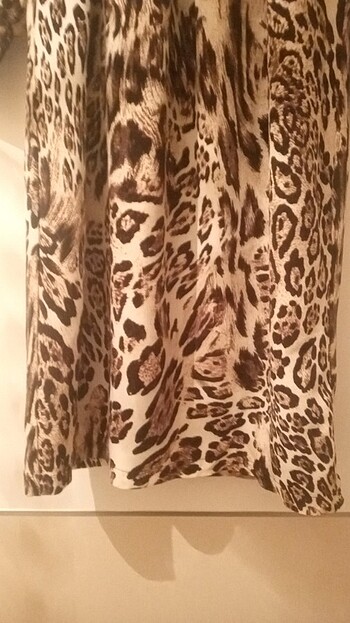 36 Beden camel Renk Leopar elbise
