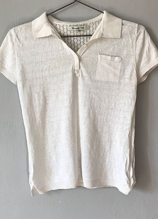 s Beden Beyaz dantel detaylı t-shirt